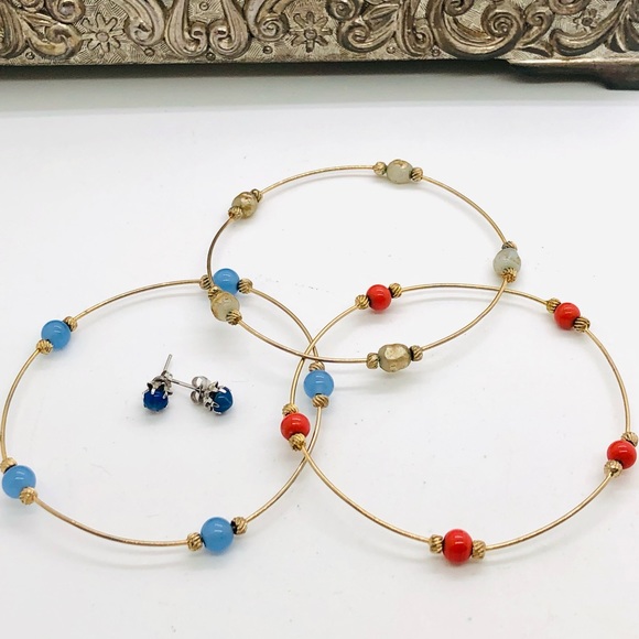 Vintage Blue Star Sapphire Earrings & Bracelet Stack - Picture 7 of 11